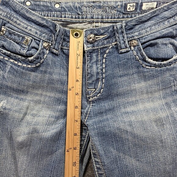 Miss Me Jeans Womens 29 Light Wash Blue Skinny JP5159S Embroidered Cross Pockets - Picture 10 of 12